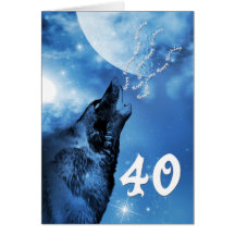 Carte d'anniversaire de loup de fantôme quarantièm