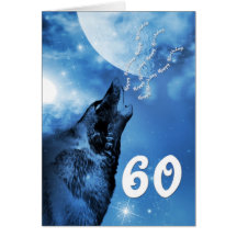 Carte d'anniversaire de loup de fantôme soixantièm
