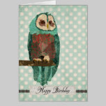 Carte d'anniversaire de Polkadot de hibou d'hiver cartes