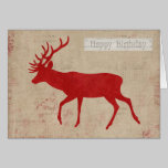 Carte d'anniversaire de silhouette de cerfs commun cartes