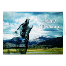 Carte d'anniversaire d'hurlement de loup de fantôm