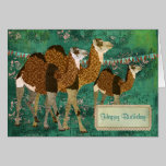 Carte d'anniversaire fleurie de jade de chameaux r cartes