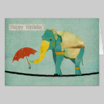 Carte d'anniversaire gracieuse d'or d'éléphant cartes