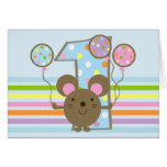 Carte d'anniversaire heureuse bleue de souris de b