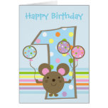 Carte d'anniversaire heureuse bleue de souris de b