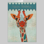 Carte d'anniversaire jetante un coup d'oeil ambre  cartes