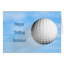 Carte d'anniversaire jouante au golf