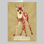 Carte d'anniversaire tropicale rouge de faon cartes