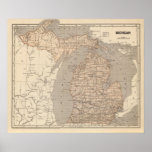 Carte d'atlas du Michigan Posters