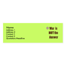 carte de contact d'anit-guerre - la guerre n'est p cartes de visite professionnelles