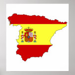 Carte de drapeau de l'Espagne normale Poster