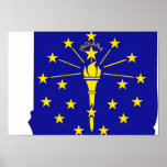 Carte de drapeau de l'Indiana Affiche