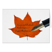 Carte de feuille d'érable de thanksgiving de cousi