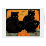 Carte de Halloween de chats noirs