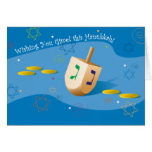 Carte de Hanoukka avec Dreidel