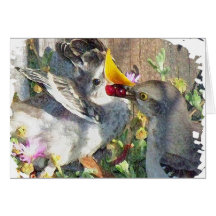 Carte de jour d'oiseau de père et de pères de bébé