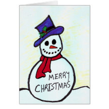 Carte de Joyeux Noël de bonhomme de neige
