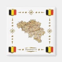 Carte de la Belgique + Aimant de drapeaux