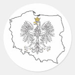 Carte de la Pologne avec Eagle Adhésifs Ronds