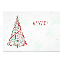 Carte de l'arbre de Noël RSVP Invitations Personnalisées