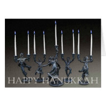 Carte de Menorah Hanoukka de danse
