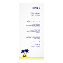 Carte de menu de mariage de palmier de plage bristols