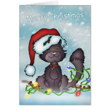 Carte de Noël - chat de gris de Joyeux Noël