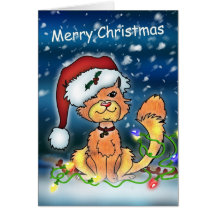 Carte de Noël - chat de Joyeux Noël