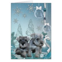 Carte de Noël de chiots de Schnauzer