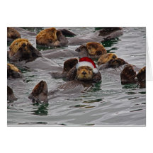 Carte de Noël de Père Noël de loutre