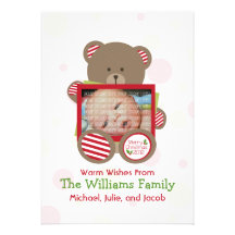 Carte de Noël de photo de bébé d'ours de nounours Invitations