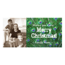 Carte de Noël de photo de plume de paon Cartes De Vœux Avec Photo
