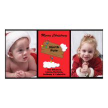Carte de Noël de photo de signe de Pôle Nord Cartes De Vœux Avec Photo