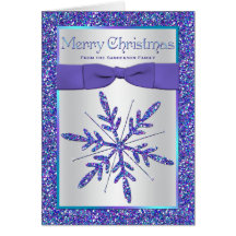 Carte de Noël pourpre de photo de flocon de neige 