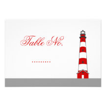 Carte de nombre de Tableau de mariage de phare Invitation Personnalisable