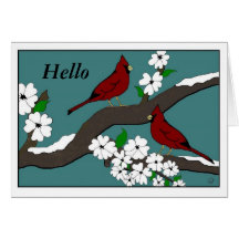 Carte de note de cardinal bonjour