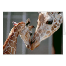 Carte de note de girafe et de bébé
