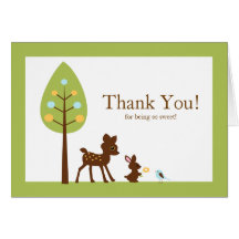 Carte de note de Merci d'animaux de région boisée