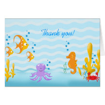 Carte de note de Merci de CRÉATURES de MER de BÉBÉ