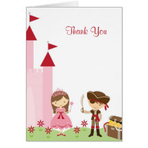 Carte de note de princesse et de pirate