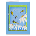 Carte de note heureuse de marguerites d'abeille