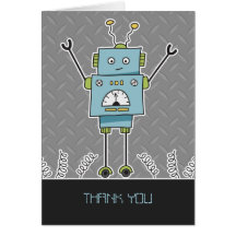 Carte de note heureuse de Merci de robot et de res