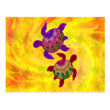 Carte de notes peinte de tortues cartes postales