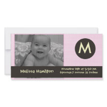carte de photo de bébé de monogramme modèle pour photocarte