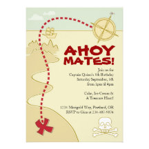 Carte de pirate de garçons et invitations de batea