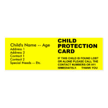 Carte de protection de l'enfance (2) cartes de visite professionnelles