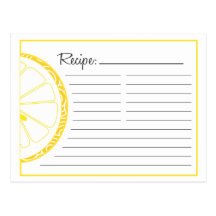 Carte de recette de citron carte postale