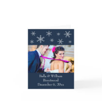 Carte de remerciements bleu de mariage de charme d