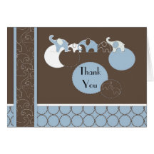 Carte de remerciements bleu d'éléphant