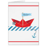 Carte de remerciements de papier du bateau | cartes